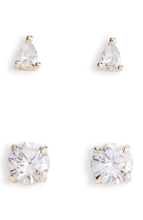 Melinda Maria I Got a Raise Set of 2 Stud Earrings in Gold/white Diamondettes