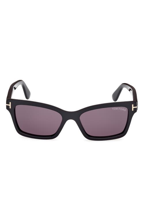 TOM FORD Mikel 54mm Square Sunglasses in Shiny Black /Smoke at Nordstrom