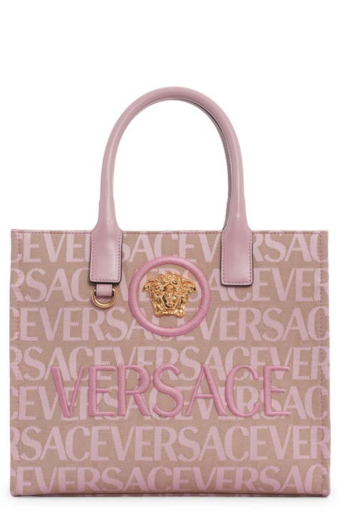 Versace Crystal Repeat Mini Hobo Bag, Female, Pink, One Size