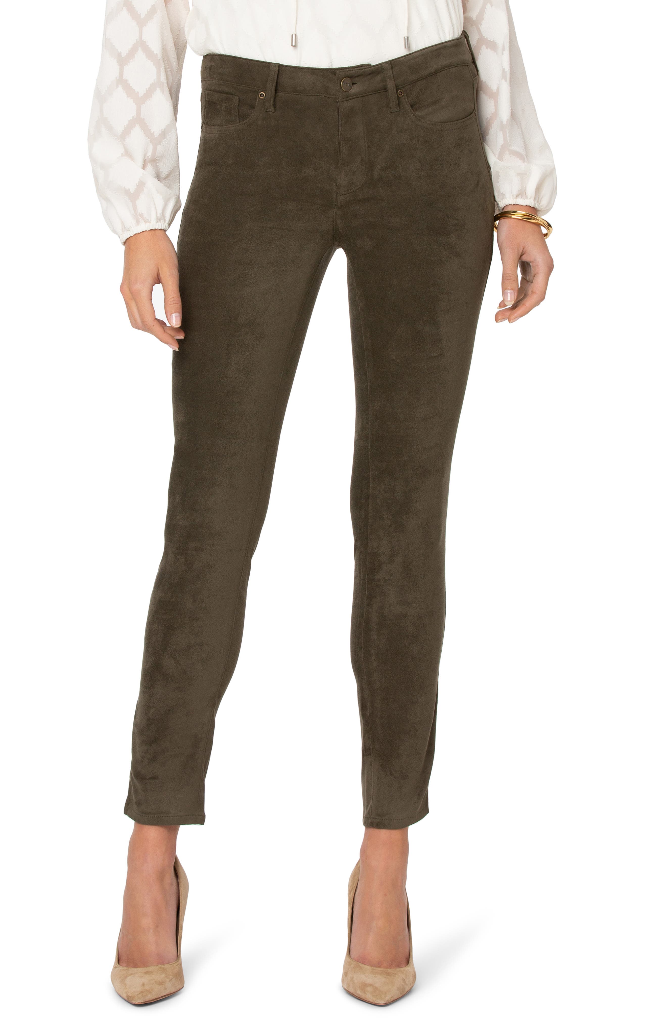 NYDJ Alina Split Hem Faux Suede 