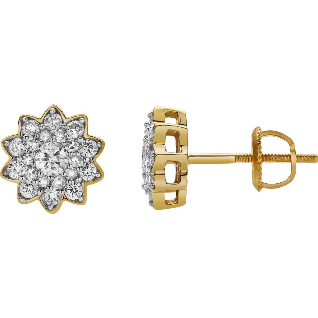 Luvmyjewelry Florana 10k Yellow Gold Cluster Diamond Unisex Earrings In 10k Yellow Gold