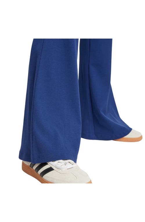 Shop Adidas Originals Adidas Trefoil Essentials Rib Flare Leggings In Dark Blue