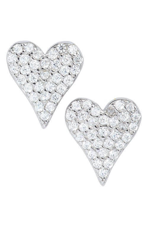 SHYMI Pavé Heart Stud Earrings in Silver at Nordstrom