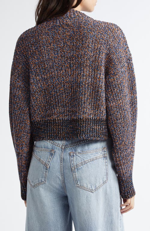 Shop Eenk Marled Mock Neck Crop Sweater In Orange/blue Multi