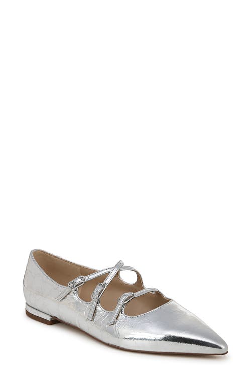 Shop Sam Edelman Cass Pointed Toe Flat In Soft Silver