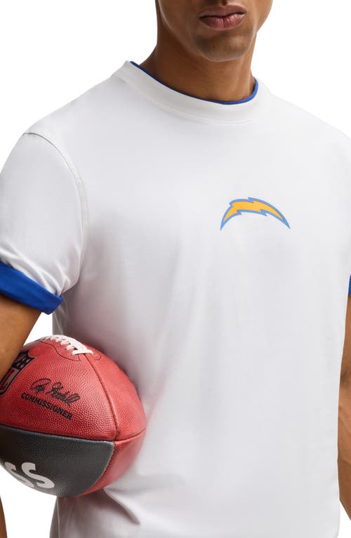 Shop Hugo Boss Boss X Nfl Stretch Cotton Graphic T-shirt In La Chargers - White