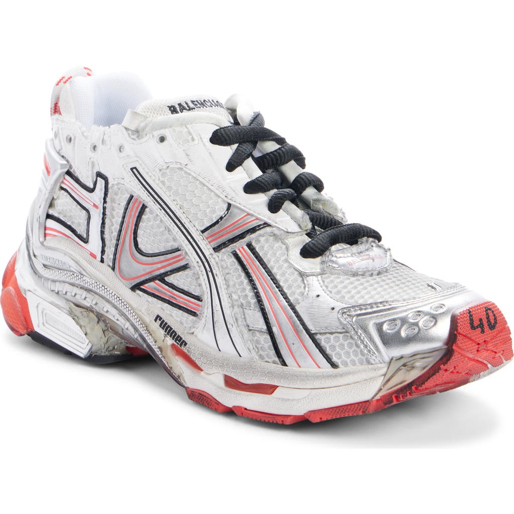 Balenciaga Runner Sneaker In White/red/black