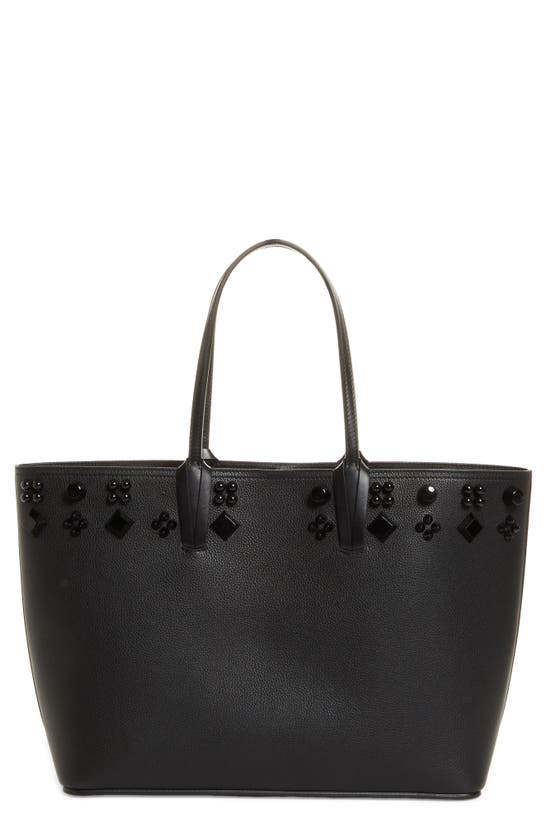 Christian Louboutin Cabata Studded Leather Tote In Black/ Black