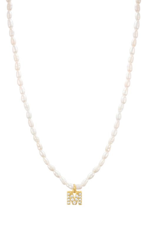 Shop St. Moran Initial Freshwater Pearl Beaded Necklace In White - M