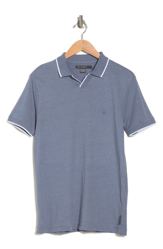 French Connection Trophy Tipped Cotton Polo In Blue