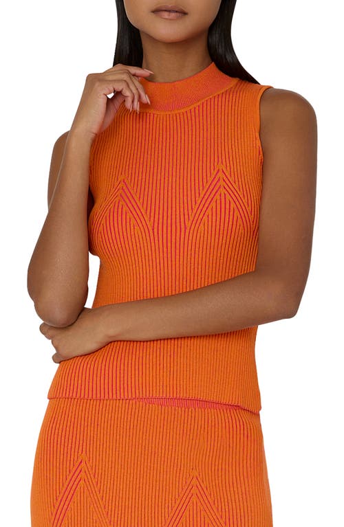Milly Rib Sleeveless Knit Top In Pink/coral