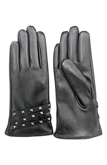 Marcus Adler Studded Leather Gloves In Black