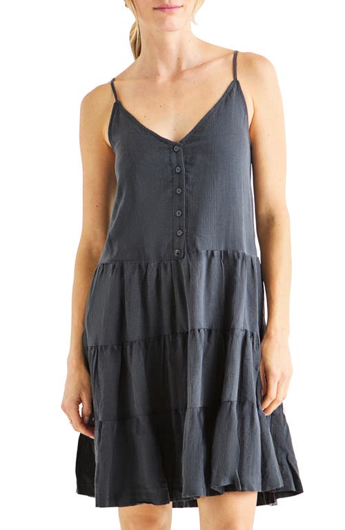 Shop Splendid Shannon Tiered Crinkled Mini Sundress In Lead