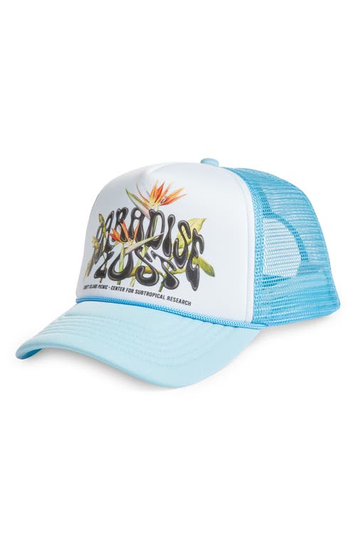 CONEY ISLAND PICNIC Paradise Lost Trucker Hat in Blue/White