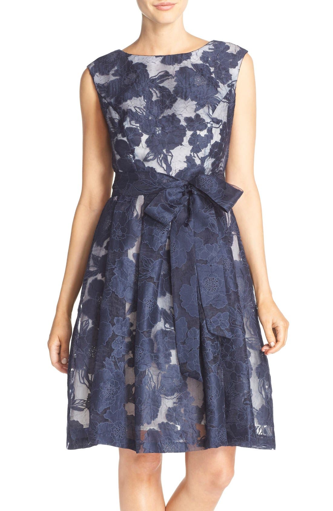 Chetta B Floral Organza Fit & Flare Dress | Nordstrom