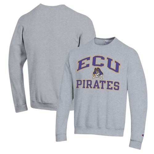 Men's Champion Heather Gray ECU Pirates High Motor Pullover Sweatshirt