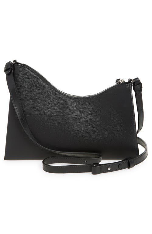 Shop Maison Margiela Small Snatched Leather Shoulder Bag In Black