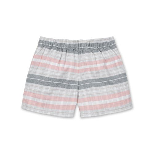 Shop Hope & Henry Baby Girls' Organic Pleated Flannel Short, Infant In Gray And Rose Plaid