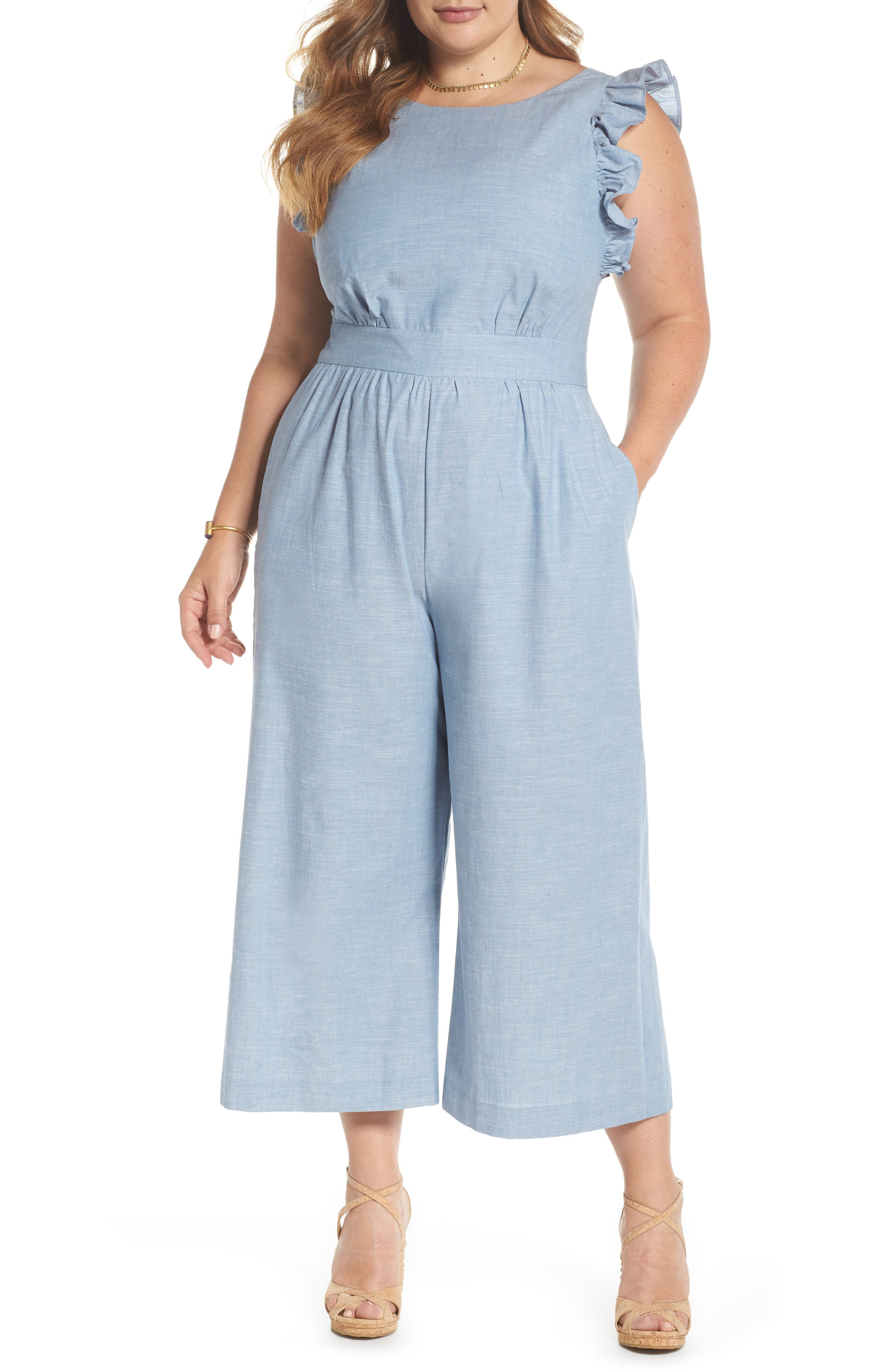 1901 ruffle sleeve jumpsuit