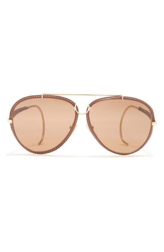 Chlo 63mm Oversize Pilot Sunglasses In Gold Gold Brown ModeSens