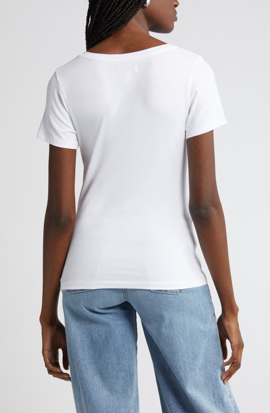 Shop Nordstrom Everyday V-neck Pima Cotton Blend T-shirt In White