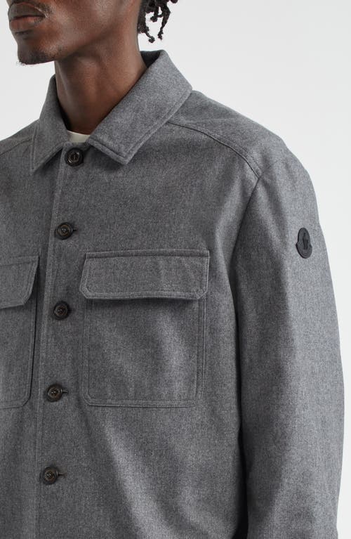 Shop Moncler Camicia Nylon & Cashmere Shirt Jacket In Dark Gray