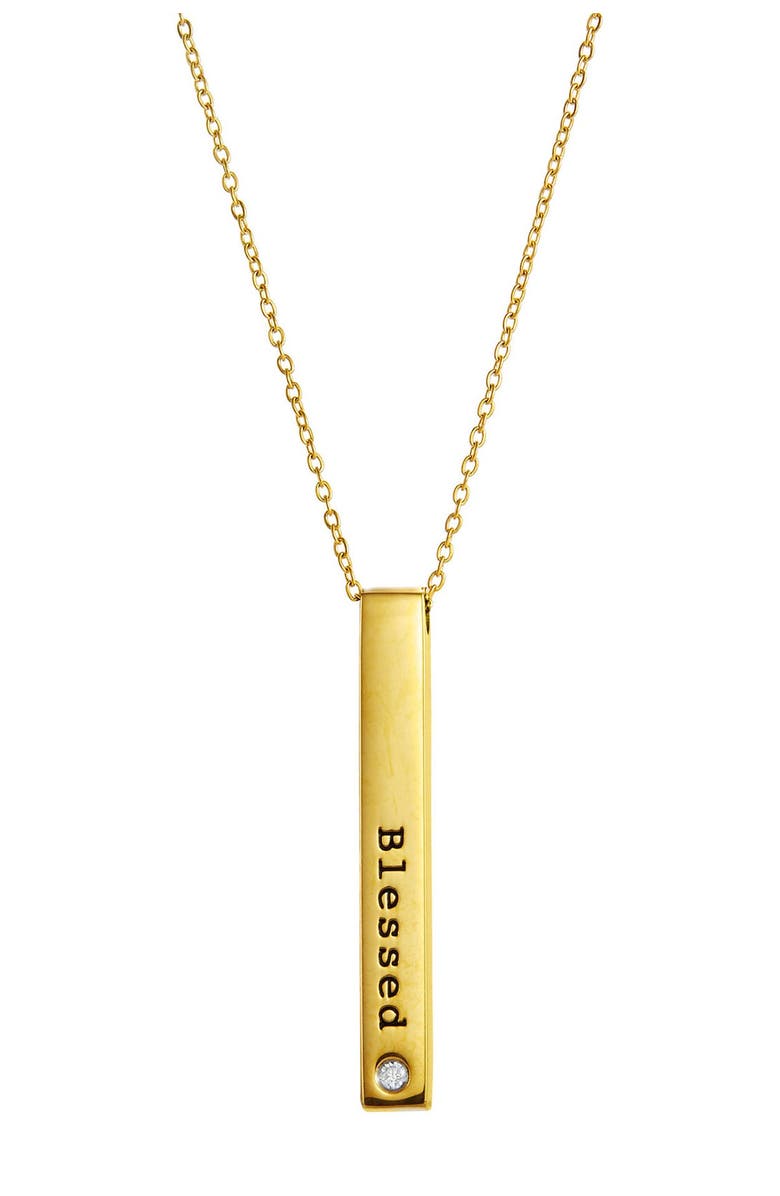 SAVVY CIE JEWELS Blessed Bar Necklace, Main, color, YELLOW