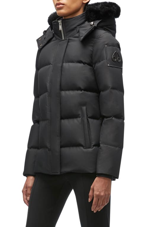 Moose Knuckles Cloud 3q Down Jacket With Removable Genuine Shearling Trim In Black
