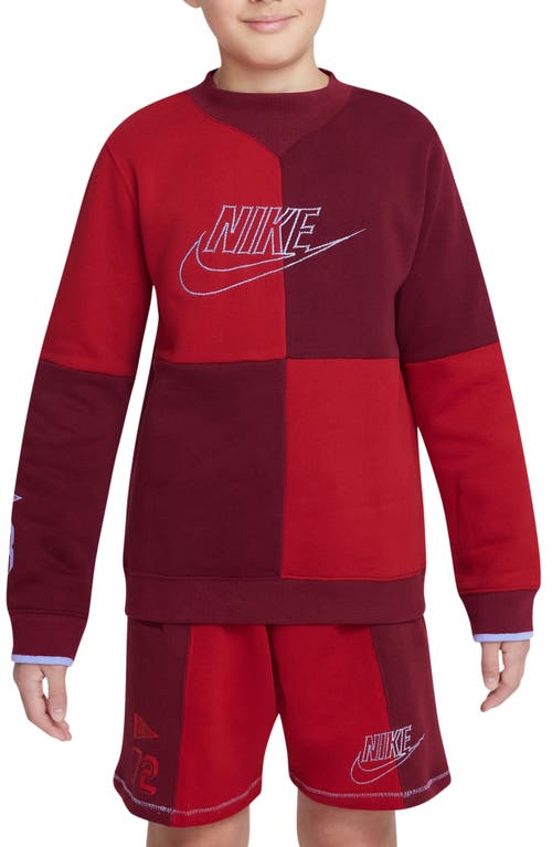 Nike Kids' Sportswear Logo Sweatshirt in Dark Beetroot/Red/Thistle