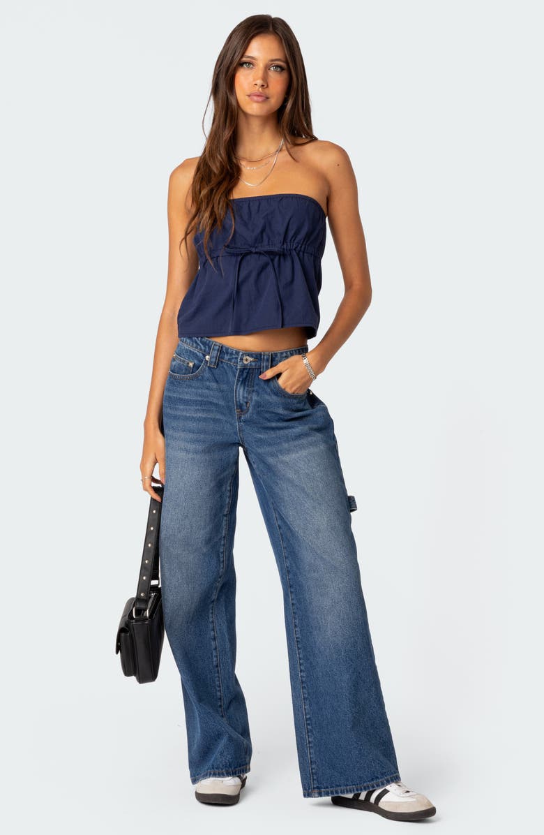 EDIKTED Reva Strapless Cotton Top | Nordstrom