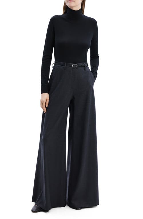 Shop Theory Super Wide Leg Pants In Charcoal Melange