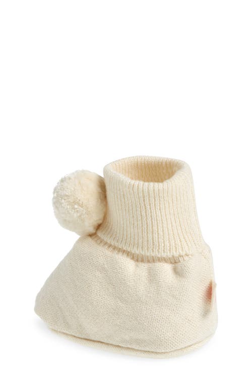 Pink Lemonade Pompom Cotton Bootie In Ivory