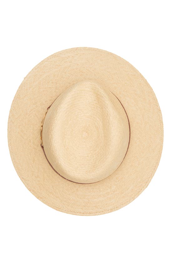 Shop Valentino Vlogo Panama Hat In Naturale/ Selleria/ Gold