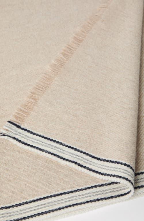 Shop Brunello Cucinelli Cashmere Scarf With Striped Edge In Brown