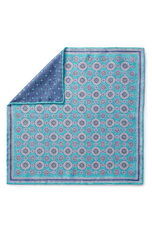 Selby Reversible Silk Pocket Square in Teal