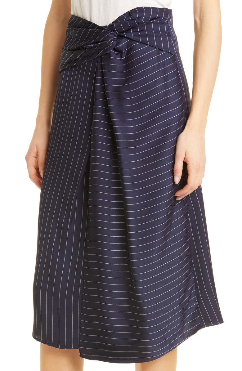 BOSS Vawela Pinstripe Wrap Waist Skirt, Alternate, color, Midnight Fantasy