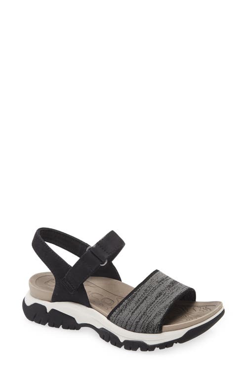 Nacola Knit Ankle Strap Sandal in Black Heathered Leather