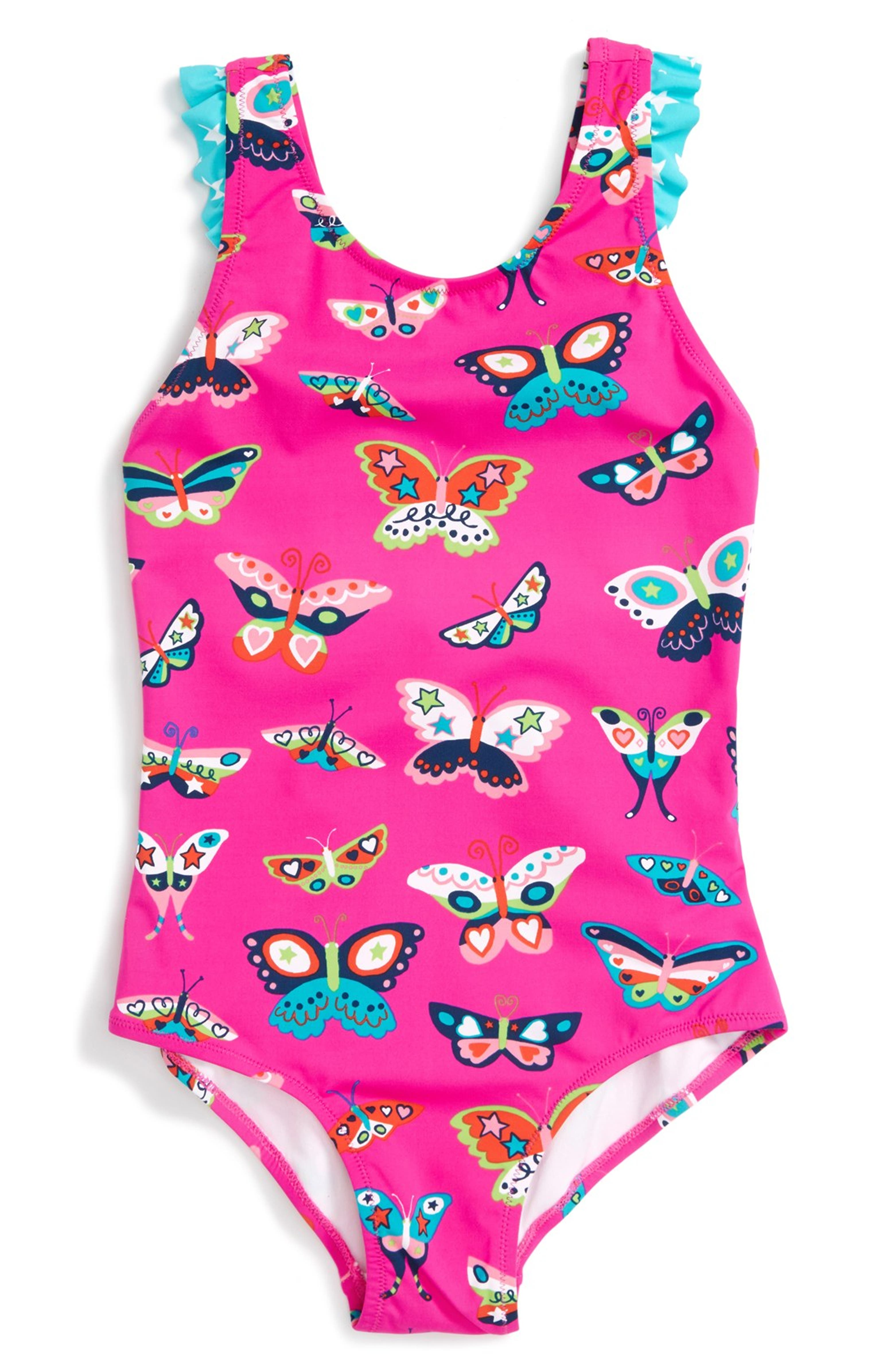 Hatley 'Electric Butterflies' Ruffle One-Piece Swimsuit (Toddler Girls ...