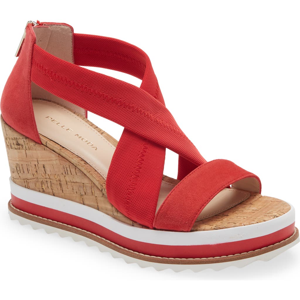 Pelle Moda Medina Wedge Sandal In Red
