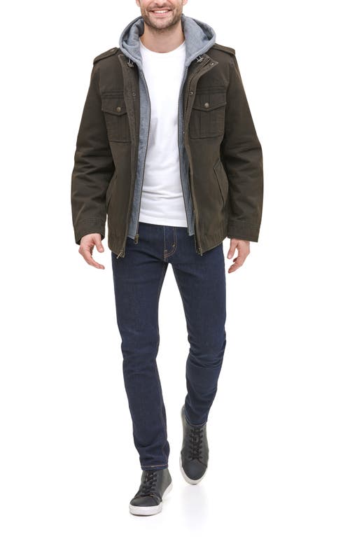 Shop Levi's Levis Detachable Hood Utility Jacket In Dark Brown