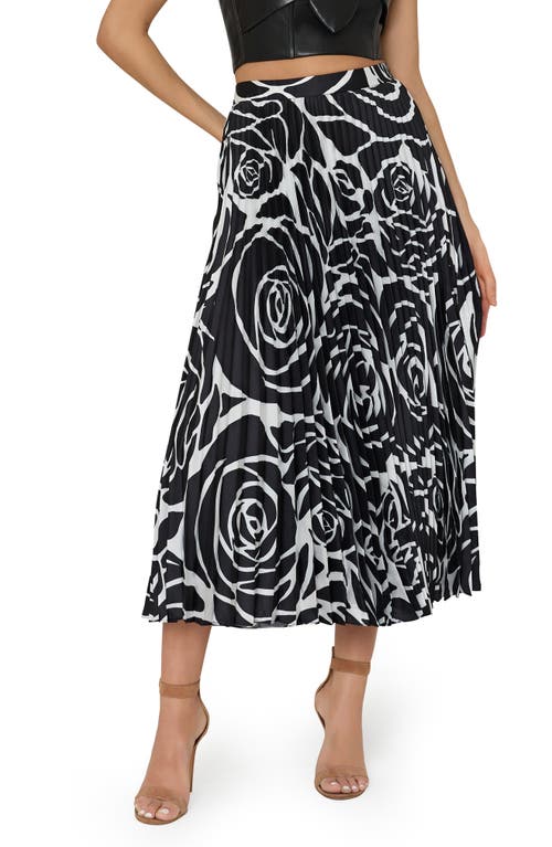 Shop Milly Otha Print Pleated Skirt In Black Rose