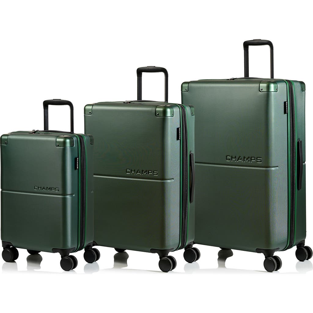 Shop Champs Earth 3-piece Wheeled Luggage Set In Green
