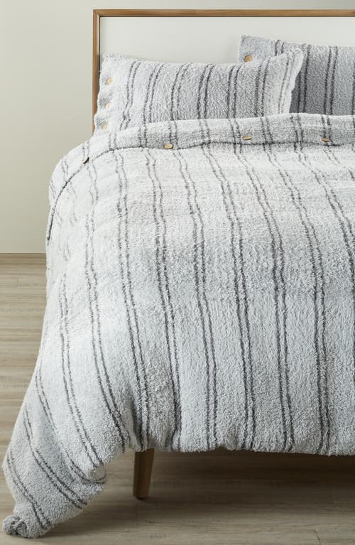 barefoot dreams CozyChic® Vertical Stripe Duvet Cover & Shams in Ocean/Graphite