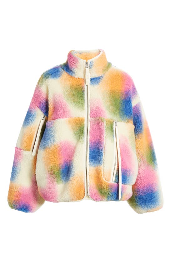 Shop Ugg Marlene Textured Fleece Zip-up Jacket In Rainbow Blur Multi