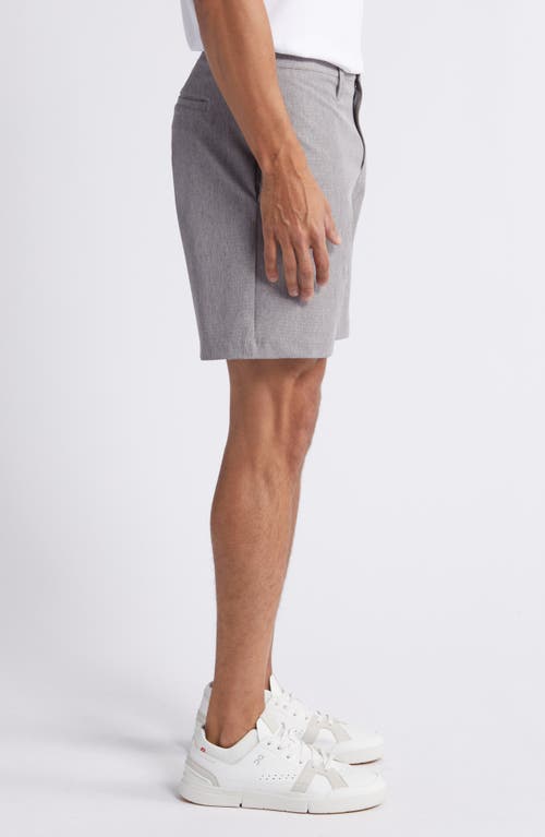 Shop Zella 7-inch Flat Front Stretch Chambray Shorts In Grey December