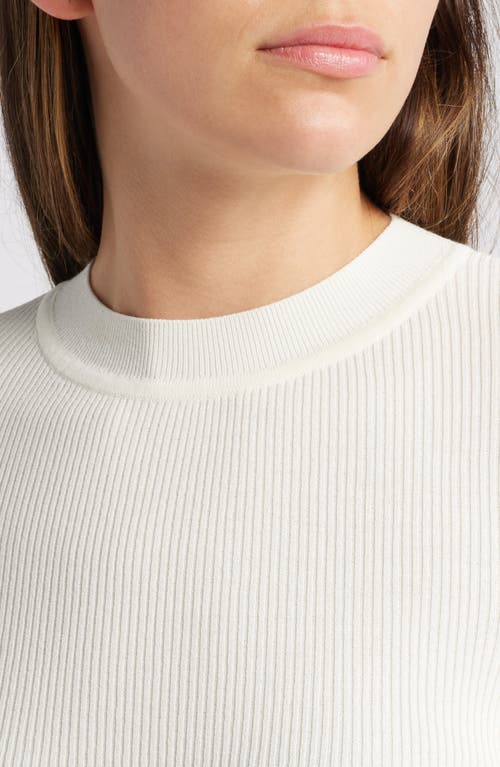 Shop Hugo Boss Boss Feskiera Rib Mock Neck Sweater In Soft Cream