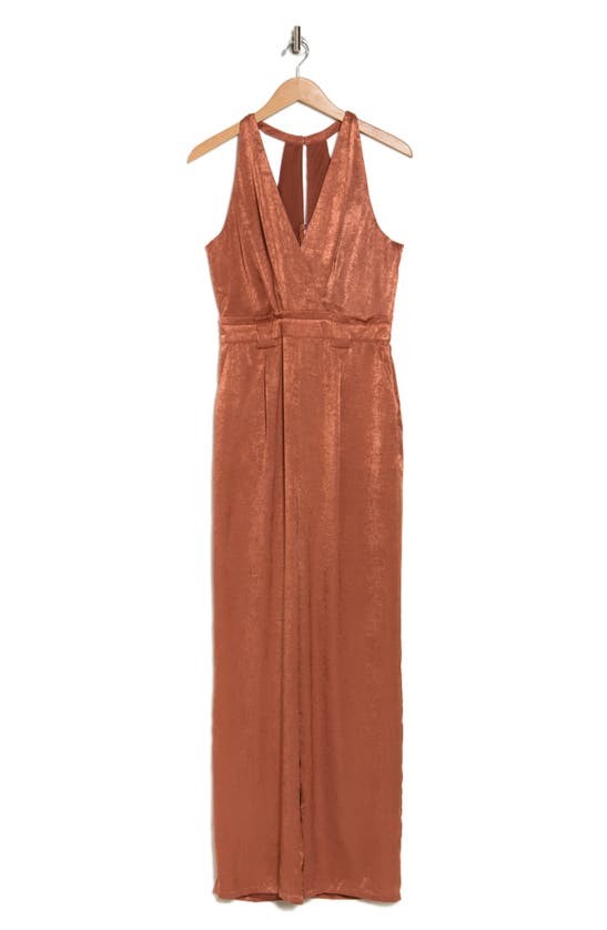 Shop Lulus In The City Satin Jumpsuit In Rust