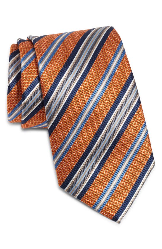 Shop Nordstrom Stripe Silk Tie In Orange