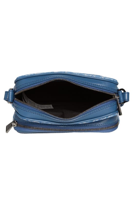 Shop Versace Small Jacquard Crossbody Bag In Blue Gentian Rutenium