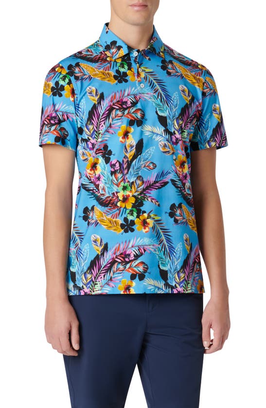 Shop Bugatchi Victor Ooohcotton® Floral Polo In Azure